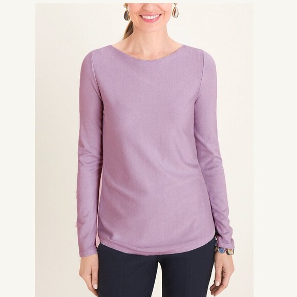 Chico's Sweaters - Chico's Bateau Neck Shirttail Hem Pullover Sweater Lavender Extra Large